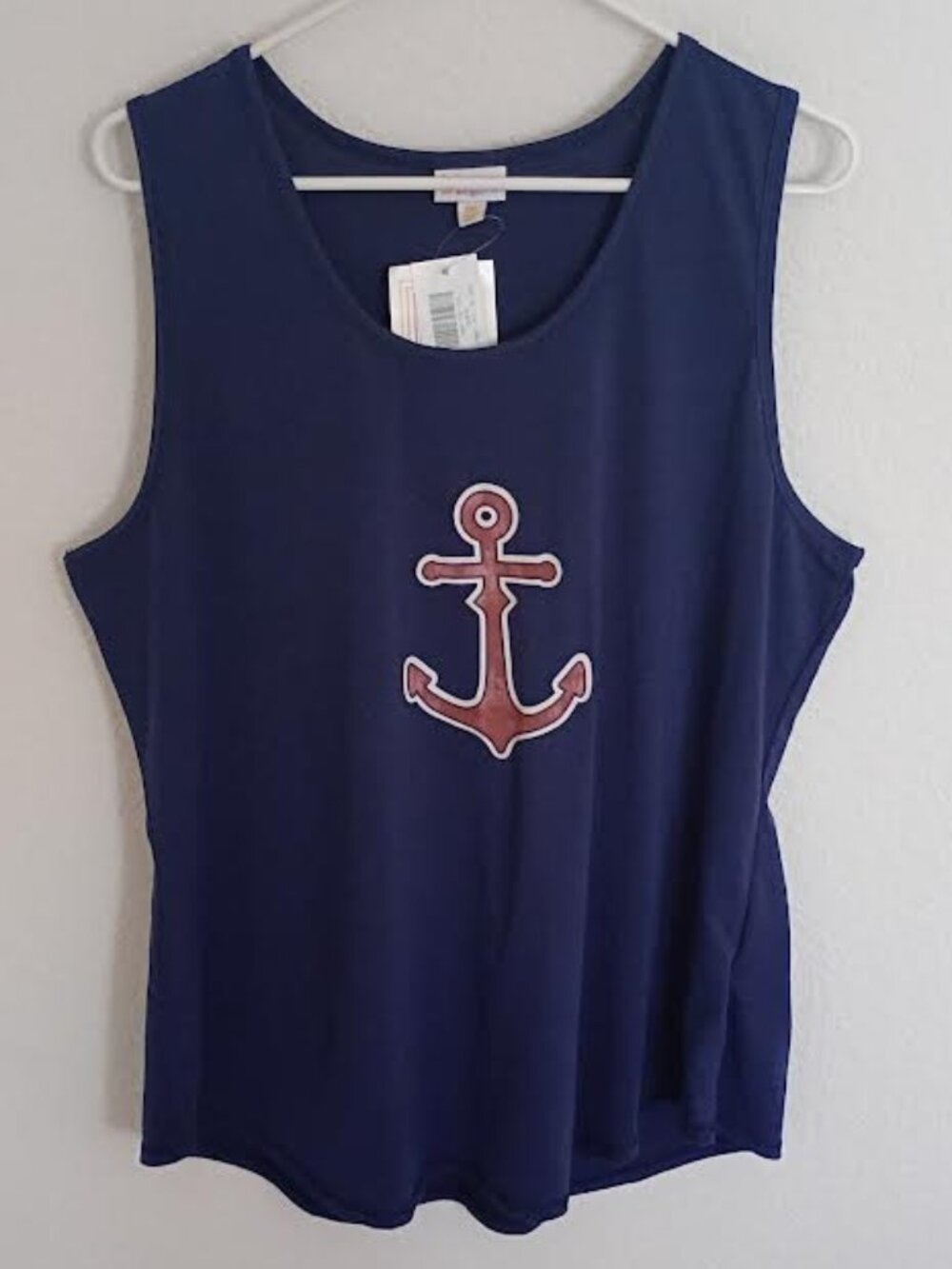 LULAROE WOMEN'S TANK TOP BLUE ANCHOR SLEEVELESS COASTAL SIZE 3XL NWT